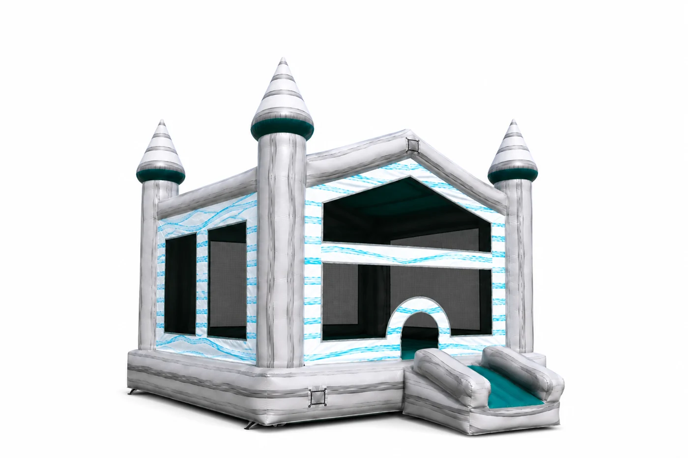 Marble Teal Castle Bouncer w/ Slide